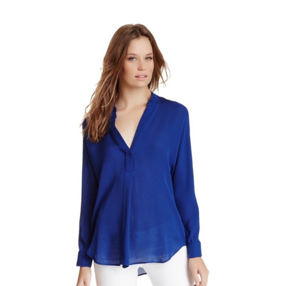 VINCE 100% Silk Half Placket Popover Blouse 2